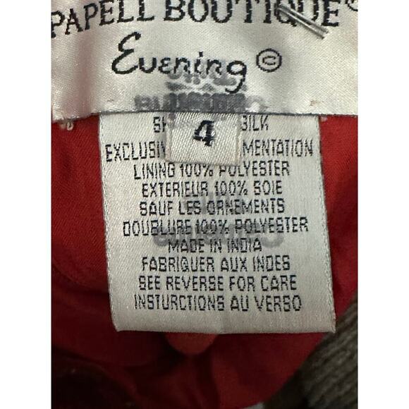 ADRIANNA PAPELL Boutique Evening Vintage Silk Red Beaded Sequin Mini Dress Sz 4 - Picture 3 of 3